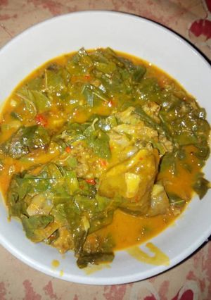 A picture of Oha soup with goat meat.