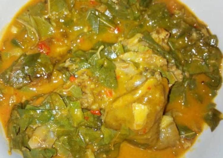 Recipe of Speedy Oha soup with goat meat