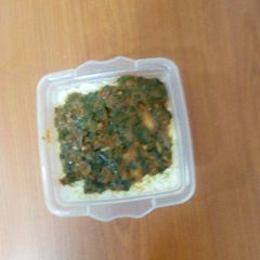 A picture of White rice with stew vegetable.