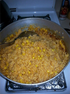 A picture of Spanish yellow rice.