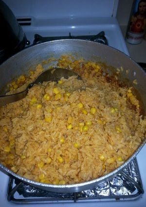A picture of Spanish yellow rice.