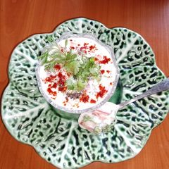 A picture of Cauliflower & potato stuffed paratha, yogurt ratia 🧅🥔.