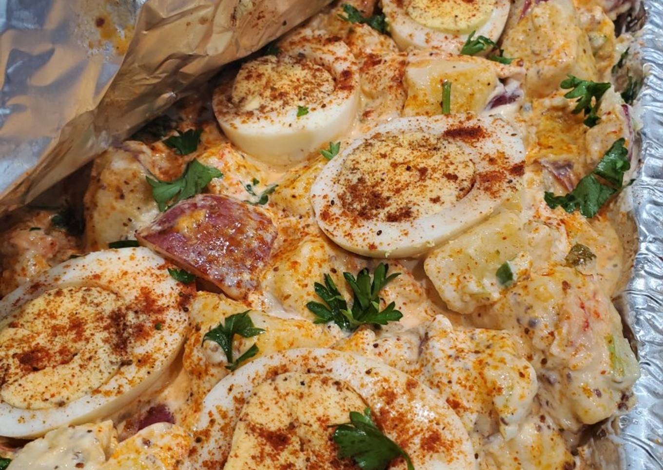 Potato salad with shrimp