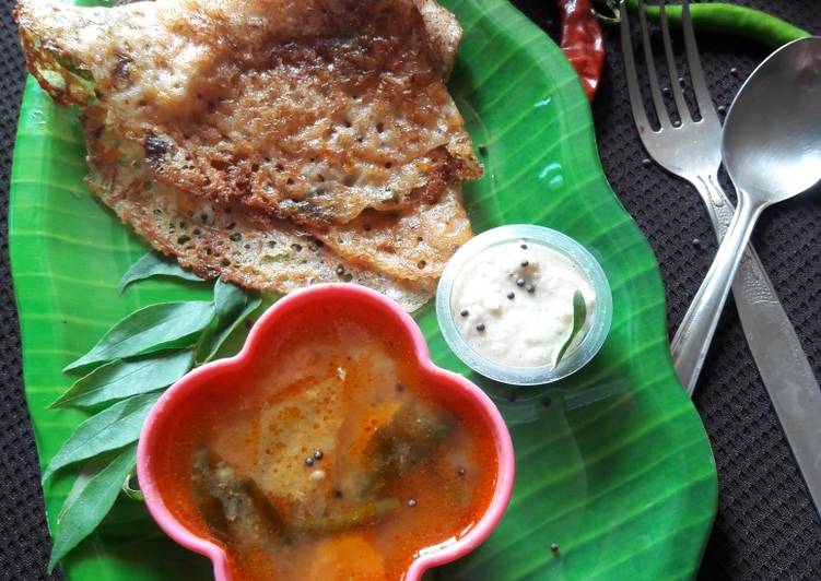 Steps to Make Homemade Vermicelli dosa with sambhar chutney