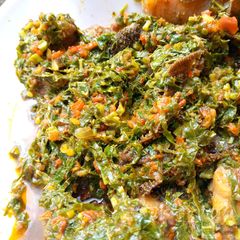 A picture of Miyar alayho (spinach soup).