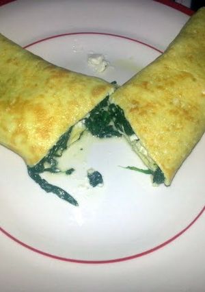 A picture of spinach and feta omelette.
