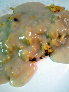 A picture of pork and chicken gravy.