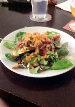 A picture of Chickpea Peach Stuffed Zucchini.