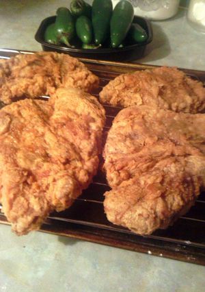 A picture of Breaded pork steak.