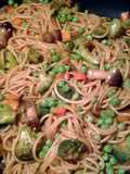 vegetable lo mein and vegetable rice