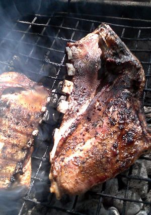 A picture of Grilled breast of Lamb (lamb ribs ).