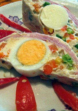 Mexikói sonkás-tojásos-zöldséges őzgerinc recept fotója