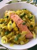Salmón con verduras al curry exprés - Lékué