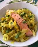 Salmón con verduras al curry exprés - Lékué