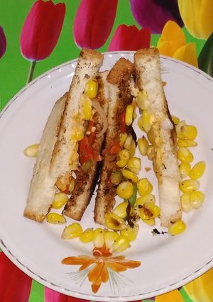 A picture of Corn cheese sandwich.