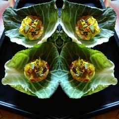 A picture of Cabbage filled potato basket sabji.
