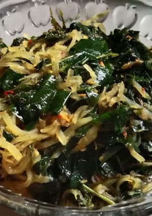 Foto resep Tumis Pepaya muda campur daun matel dan pakis (no santan)
