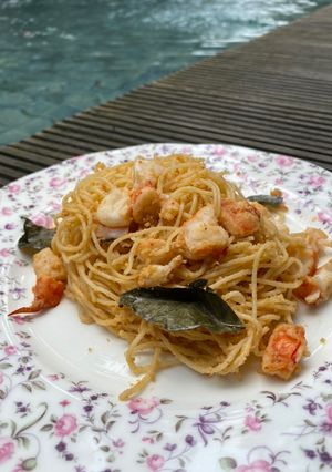 Foto resep Spaghetti Telur Asin dengan Udang