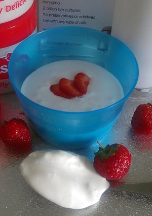 A picture of Vickys Coconut Yogurt by Easiyo Yogurt Maker, Gluten, Dairy, Egg & Soy-Free.