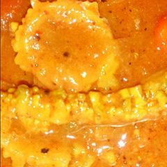 A picture of Pandu Kaakarakaaya pulusu (bittergourd curry).
