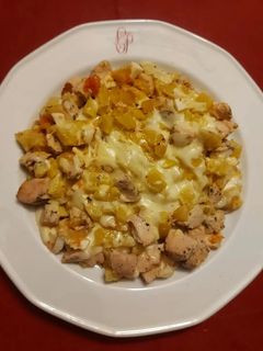 Una foto de Revuelto de pechugas de pollo