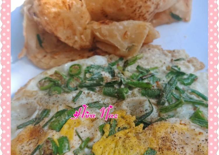 Green Garlic Egg With paratha