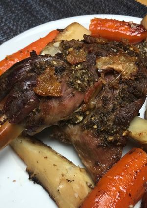 A picture of Slow cooked lamb shoulder with anchovy & rosemary #seasonsupply.