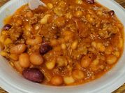 A picture of pinto beans and pork