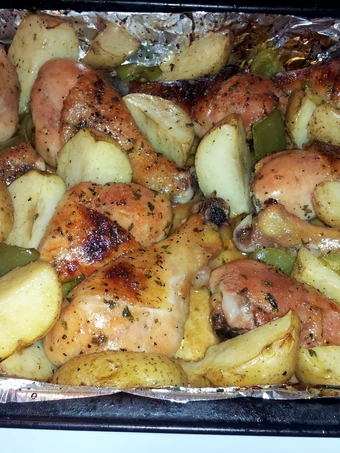 Easy Way Make Recipe Slow Baked Lemon/Garlic Pepper Chicken and Potatoes that is Delicious, Addictive}