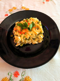 Zöldborsós rakott galuska recept fotója