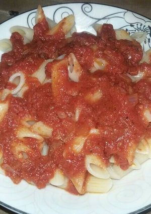 صورة لوصفة مكرونة بالصوص الاحمر🍅🍅