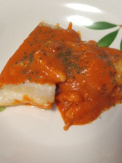 Una foto de Bacalao con salsa de pimientos