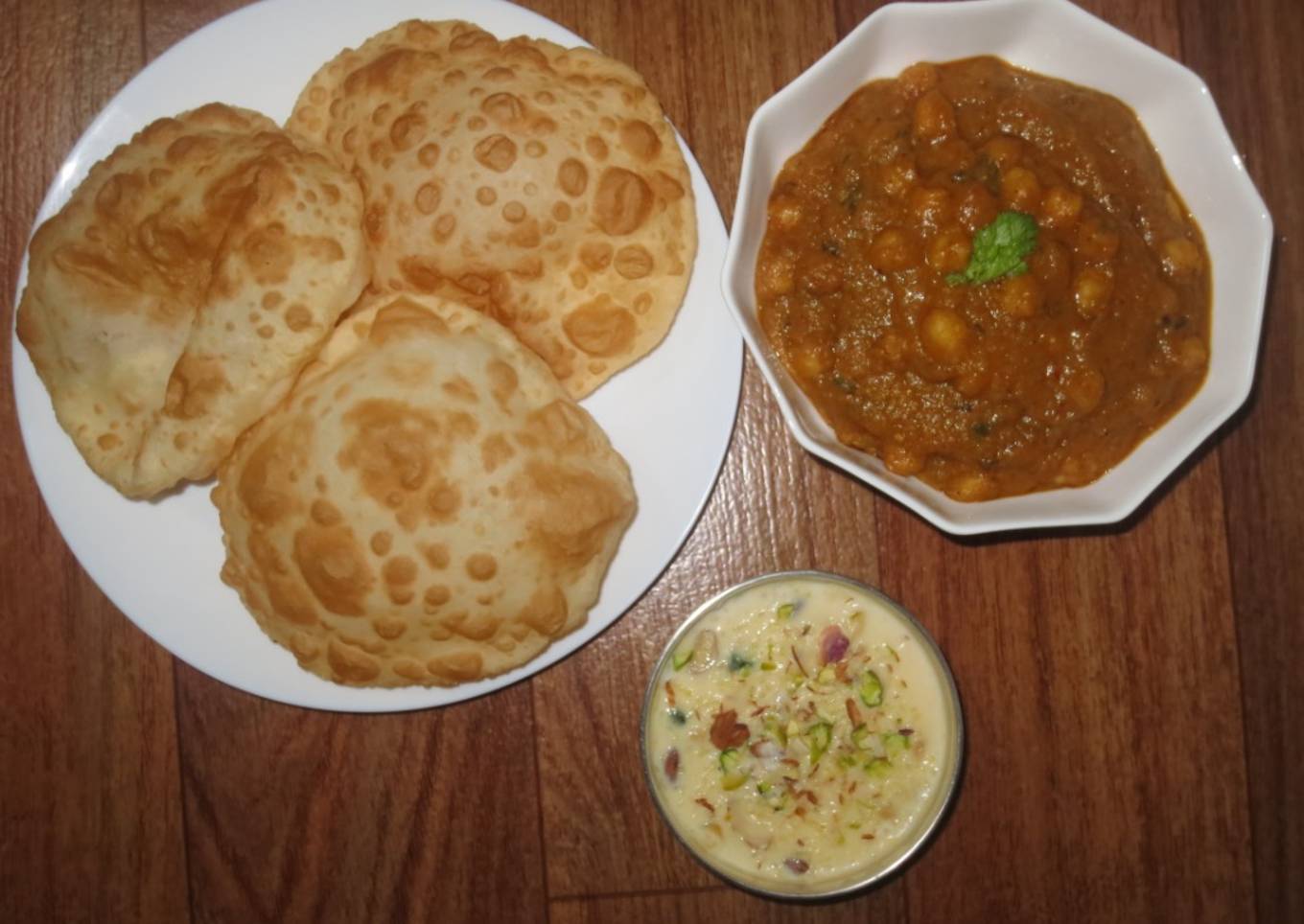 Chole bhatura with Rice kheer