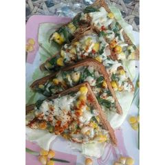 Spinach corn cheese toast A picture of Spinach corn cheese toast.