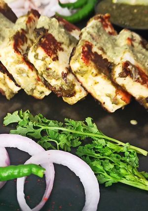 A picture of Hariyali Paneer Tikka.