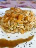 Risotto with Jumbo Shrimp, Soy Sauce, and Poppy Seeds