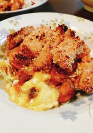 A picture of Microwave Pork Cutlet Sweet Curry Rice Bowl (Kid-Friendly).