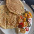 Tortitas saladas de Zucchini & Entrante de Tzaziki con aceitunas griegas & tomates cherry 🩵