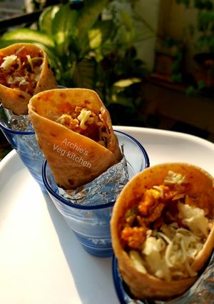 A picture of Paneer bhurji wrap.