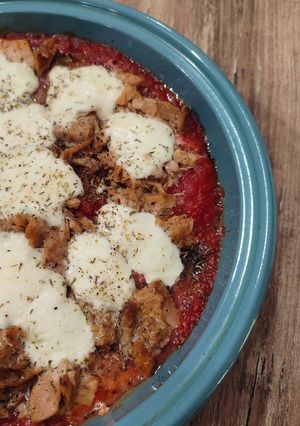 Une photo de Aubergines au thon, à la tomate et à la mozza