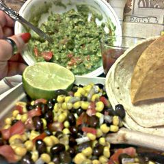 A picture of Juicee j's black bean & corn salsa.