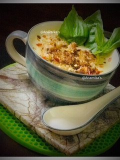 A picture of Italian: Garlic Soup with Crispy-Crunchy Croutons.