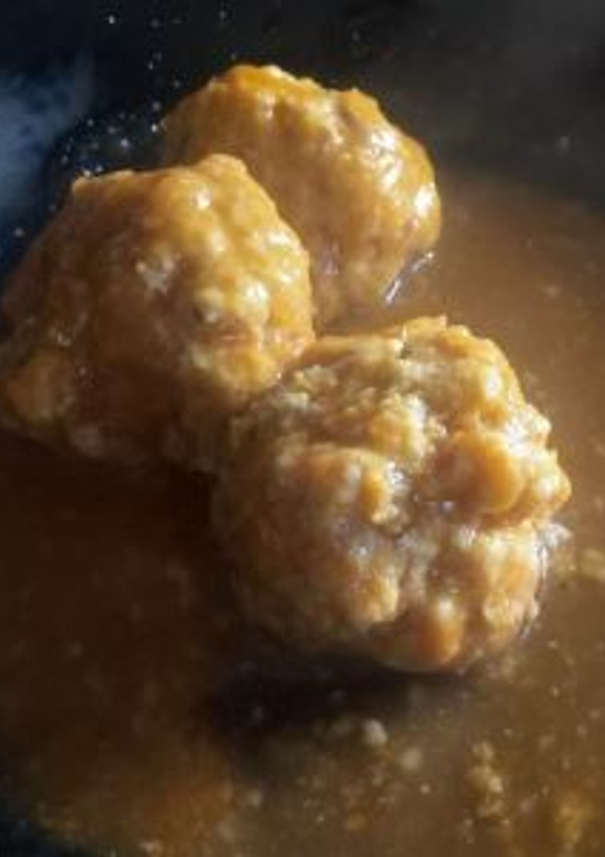 Una foto de Albóndigas al Varoma con salsa española (Thermomix)