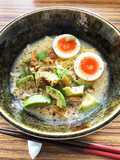 Avocado Chicken Paitan Ramen with Instant Noodles