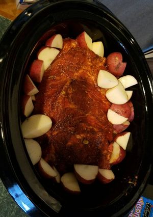 A picture of Crock pot Pineapple Pork loin.