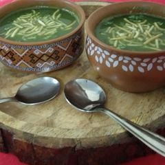 A picture of Palak cauliflower stem soup.