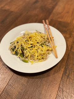 A picture of Saucy Chicken Chowmein Indian Chinese Style.
