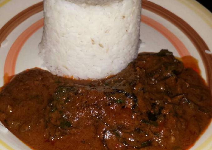 White rice with Banga stew