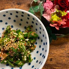 A picture of Okra soy sauce salad.