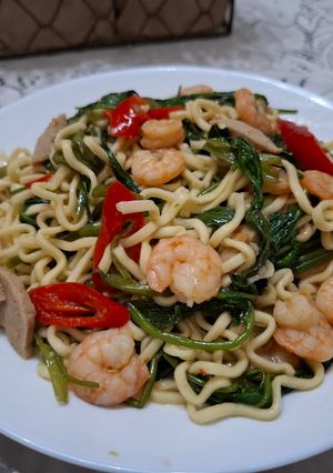 Foto resep Mie Kangkung Belacan